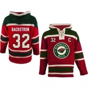 Minnesota Wild ＃32 Men's Niklas Backstrom Old Time Hockey Premier Red Sawyer Hooded Sweatshirt Jersey