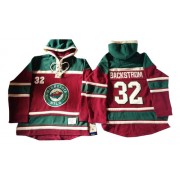 Minnesota Wild ＃32 Men's Niklas Backstrom Old Time Hockey Authentic Red Sawyer Hooded Sweatshirt Jersey