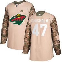 Minnesota Wild Youth Declan Chisholm Adidas Authentic Camo Veterans Day Practice Jersey