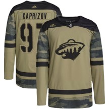 Minnesota Wild Youth Kirill Kaprizov Adidas Authentic Camo Military Appreciation Practice Jersey
