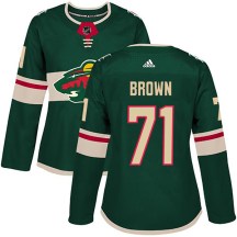 Minnesota Wild Women's J.T. Brown Adidas Authentic Green Home Jersey