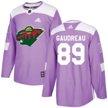 Minnesota Wild Youth Frederick Gaudreau Adidas Authentic Purple Fights Cancer Practice Jersey