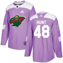 Minnesota Wild Youth Daemon Hunt Adidas Authentic Purple Fights Cancer Practice Jersey