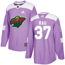Minnesota Wild Youth Kyle Rau Adidas Authentic Purple Fights Cancer Practice Jersey