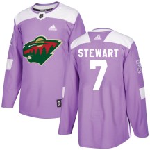 Minnesota Wild Youth Chris Stewart Adidas Authentic Purple Fights Cancer Practice Jersey