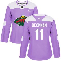 Minnesota Wild Women's Adam Beckman Adidas Authentic Purple Fights Cancer Practice Jersey
