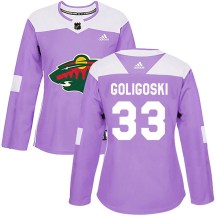 Minnesota Wild Women's Alex Goligoski Adidas Authentic Purple Fights Cancer Practice Jersey