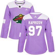 Minnesota Wild Women's Kirill Kaprizov Adidas Authentic Purple Fights Cancer Practice Jersey