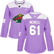 Minnesota Wild Women's Brennan Menell Adidas Authentic Purple ized Fights Cancer Practice Jersey