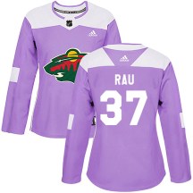 Minnesota Wild Women's Kyle Rau Adidas Authentic Purple Fights Cancer Practice Jersey