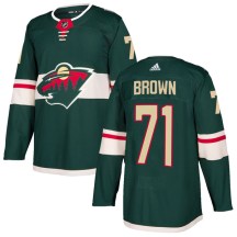 Minnesota Wild Men's J.T. Brown Adidas Authentic Green Home Jersey