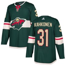 Minnesota Wild Men's Kaapo Kahkonen Adidas Authentic Green Home Jersey