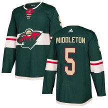 Minnesota Wild Men's Jake Middleton Adidas Authentic Green Home Jersey