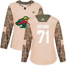 Minnesota Wild Women's J.T. Brown Adidas Authentic Brown Camo Veterans Day Practice Jersey