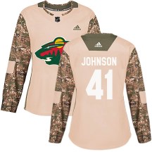 Minnesota Wild Women's Luke Johnson Adidas Authentic Camo ized Veterans Day Practice Jersey