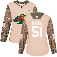 Minnesota Wild Women's Adam Raska Adidas Authentic Camo Veterans Day Practice Jersey