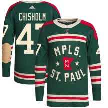 Minnesota Wild Youth Declan Chisholm Adidas Authentic Green 2022 Winter Classic Player Jersey