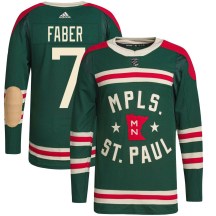 Minnesota Wild Youth Brock Faber Adidas Authentic Green 2022 Winter Classic Player Jersey