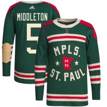 Minnesota Wild Youth Jake Middleton Adidas Authentic Green 2022 Winter Classic Player Jersey
