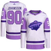 Minnesota Wild Youth Marcus Johansson Adidas Authentic White/Purple Hockey Fights Cancer Primegreen Jersey