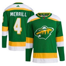 Minnesota Wild Youth Jon Merrill Adidas Authentic Green Reverse Retro 2.0 Jersey