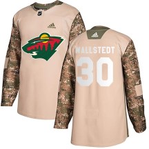Minnesota Wild Men's Jesper Wallstedt Adidas Authentic Camo Veterans Day Practice Jersey