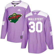 Minnesota Wild Men's Jesper Wallstedt Adidas Authentic Purple Fights Cancer Practice Jersey