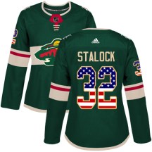 Minnesota Wild Women's Alex Stalock Adidas Authentic Green USA Flag Fashion Jersey