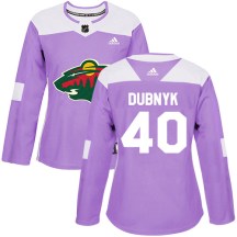 Minnesota Wild Women's Devan Dubnyk Adidas Authentic Purple Fights Cancer Practice Jersey