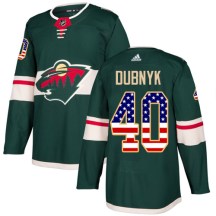 Minnesota Wild Men's Devan Dubnyk Adidas Authentic Green USA Flag Fashion Jersey