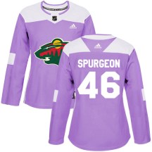 Minnesota Wild Women's Jared Spurgeon Adidas Authentic Purple Fights Cancer Practice Jersey
