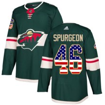 Minnesota Wild Youth Jared Spurgeon Adidas Authentic Green USA Flag Fashion Jersey