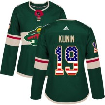 Minnesota Wild Women's Luke Kunin Adidas Authentic Green USA Flag Fashion Jersey