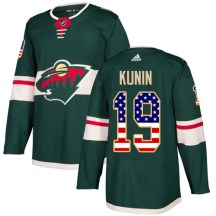Minnesota Wild Youth Luke Kunin Adidas Authentic Green USA Flag Fashion Jersey