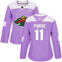 Minnesota Wild Women's Zach Parise Adidas Authentic Purple Fights Cancer Practice Jersey