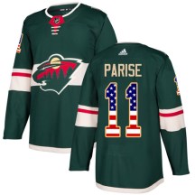 Minnesota Wild Men's Zach Parise Adidas Authentic Green USA Flag Fashion Jersey